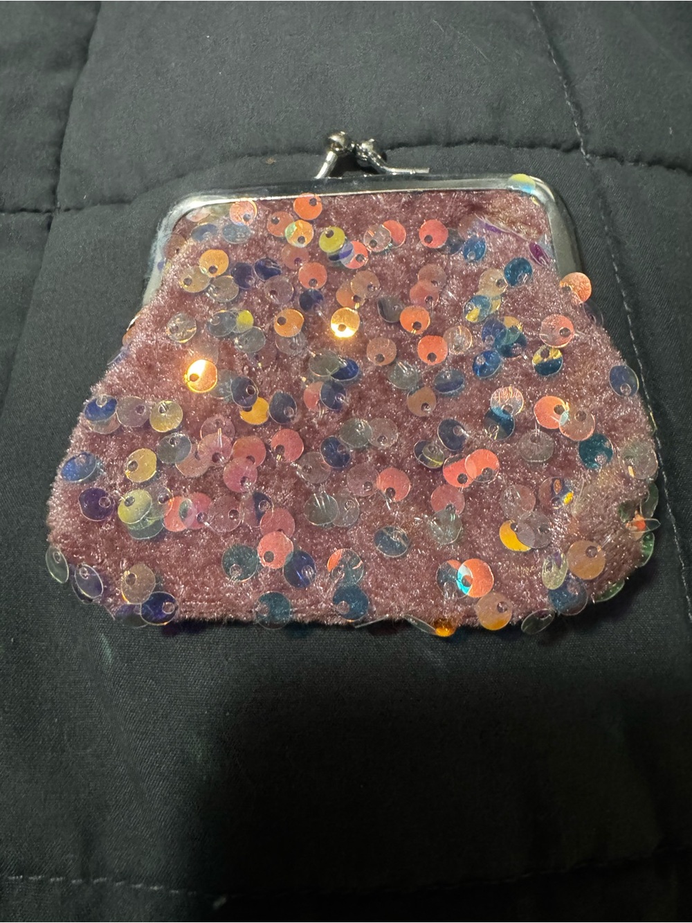 Sequined Pink Kiss-Lock Coin Purse